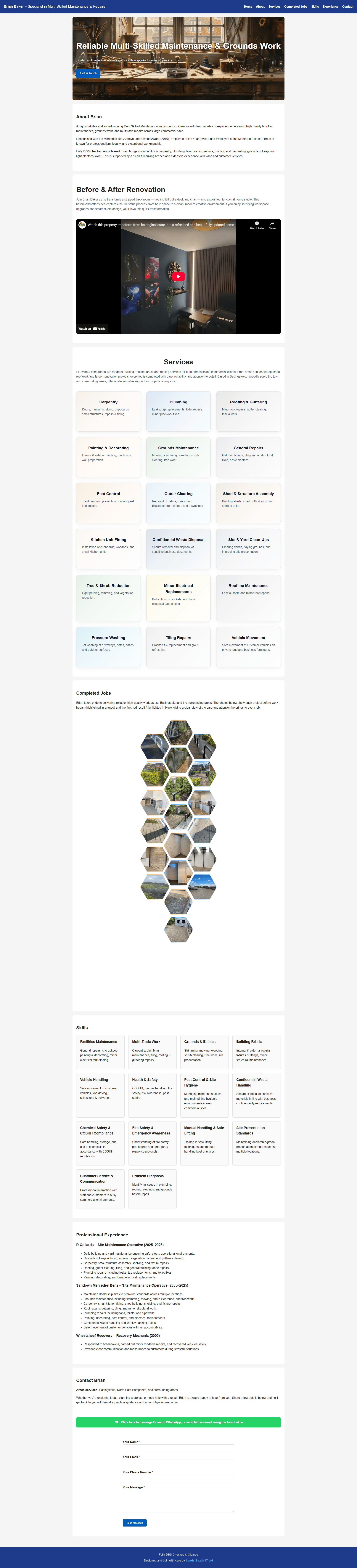 Brian Baker personal website preview